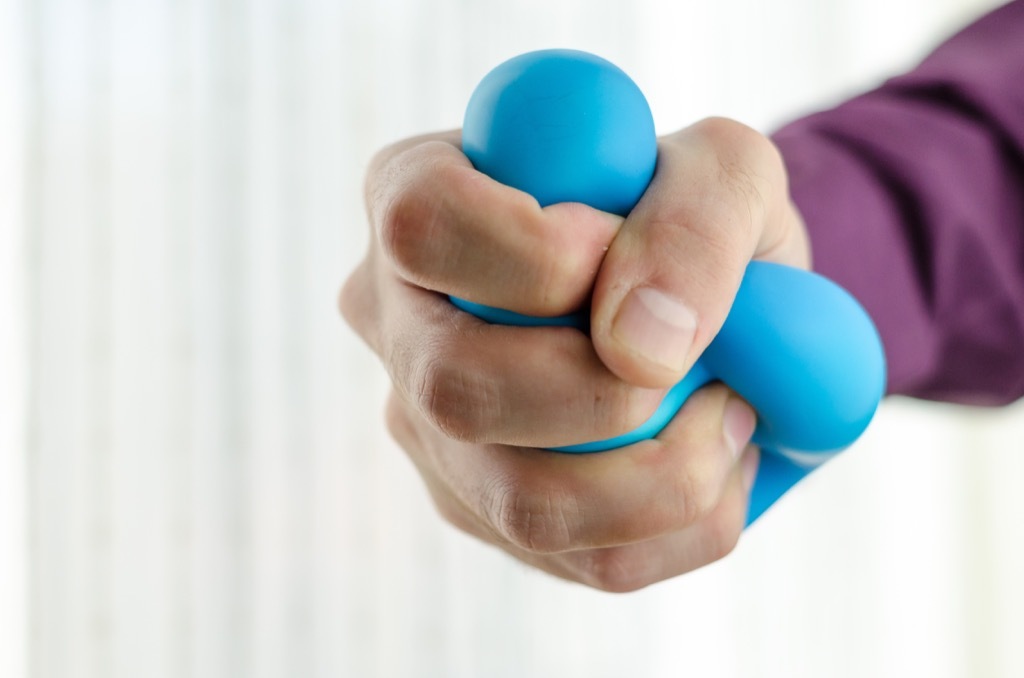 Squeezing stress ball