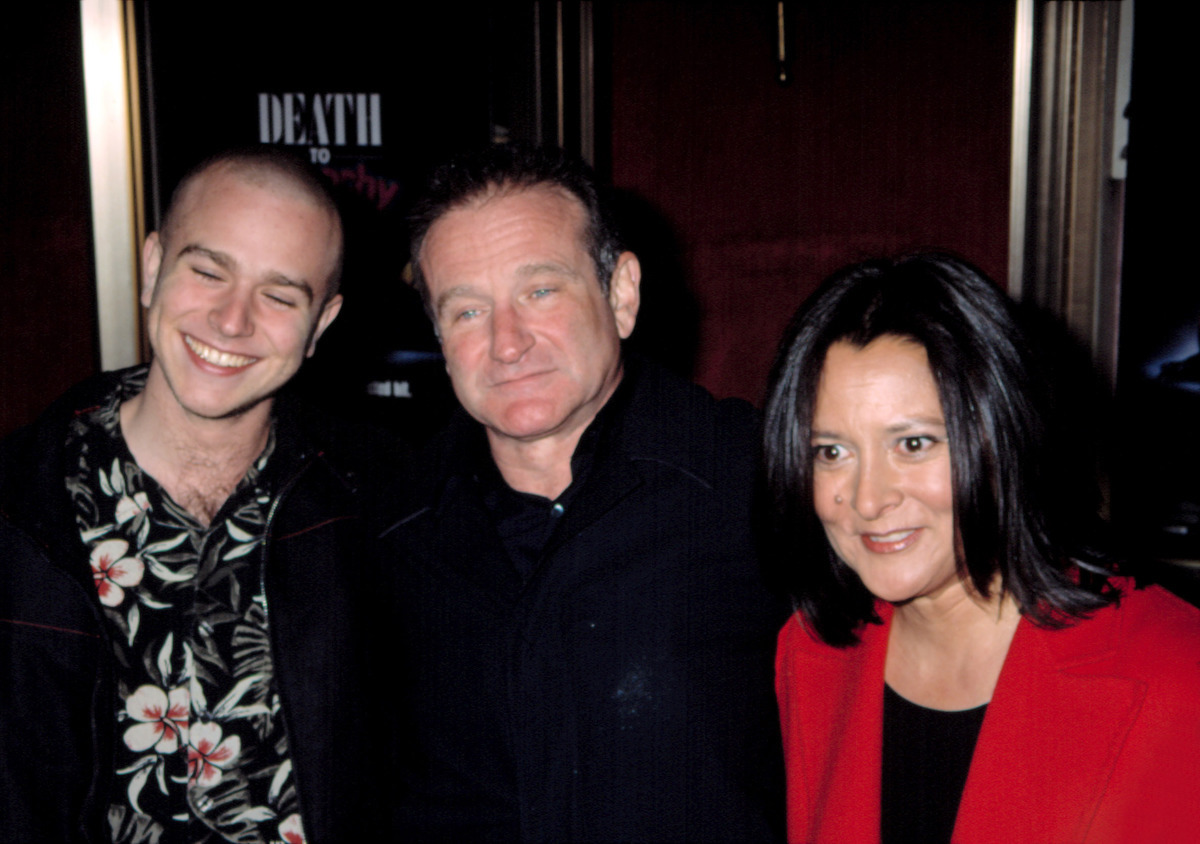 Zak Williams, Robin Williams, and Marsha Garces Williams at the premiere of 