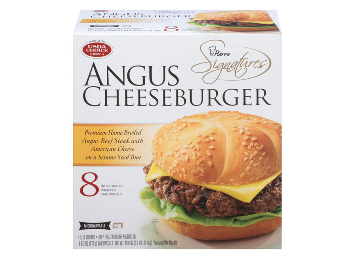 pierre signatures frozen angus cheeseburgers box