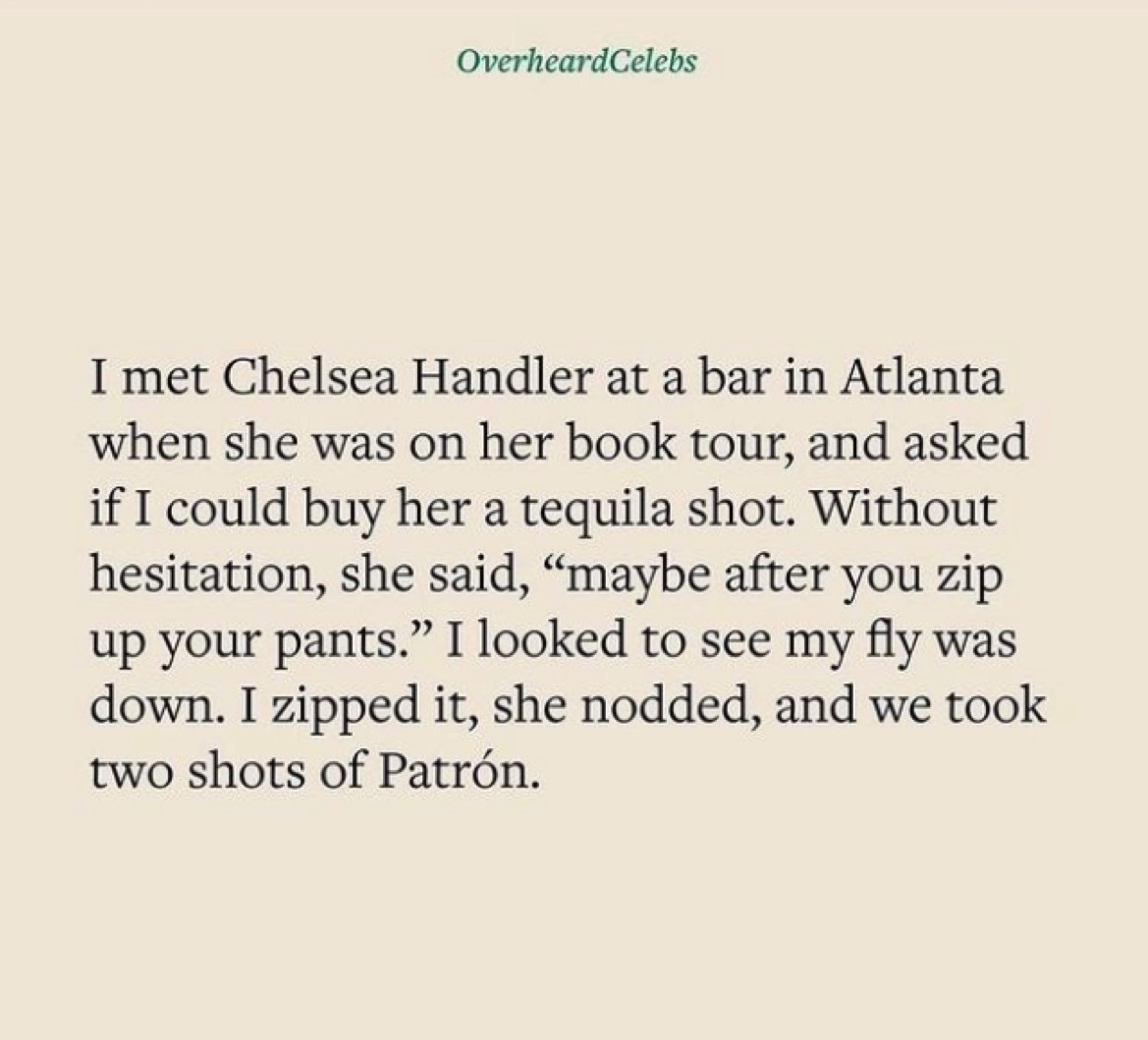 Overheard Celebs Chelsea Handler story