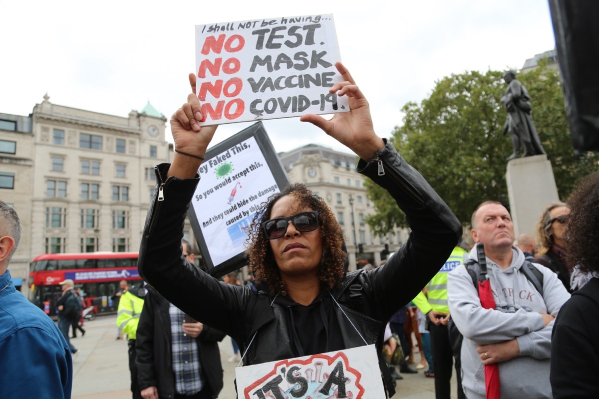 Anti-mask, anti-lockdown and anti-vaccine protesters.