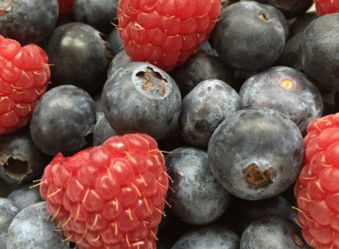 Blueberries and raspberries