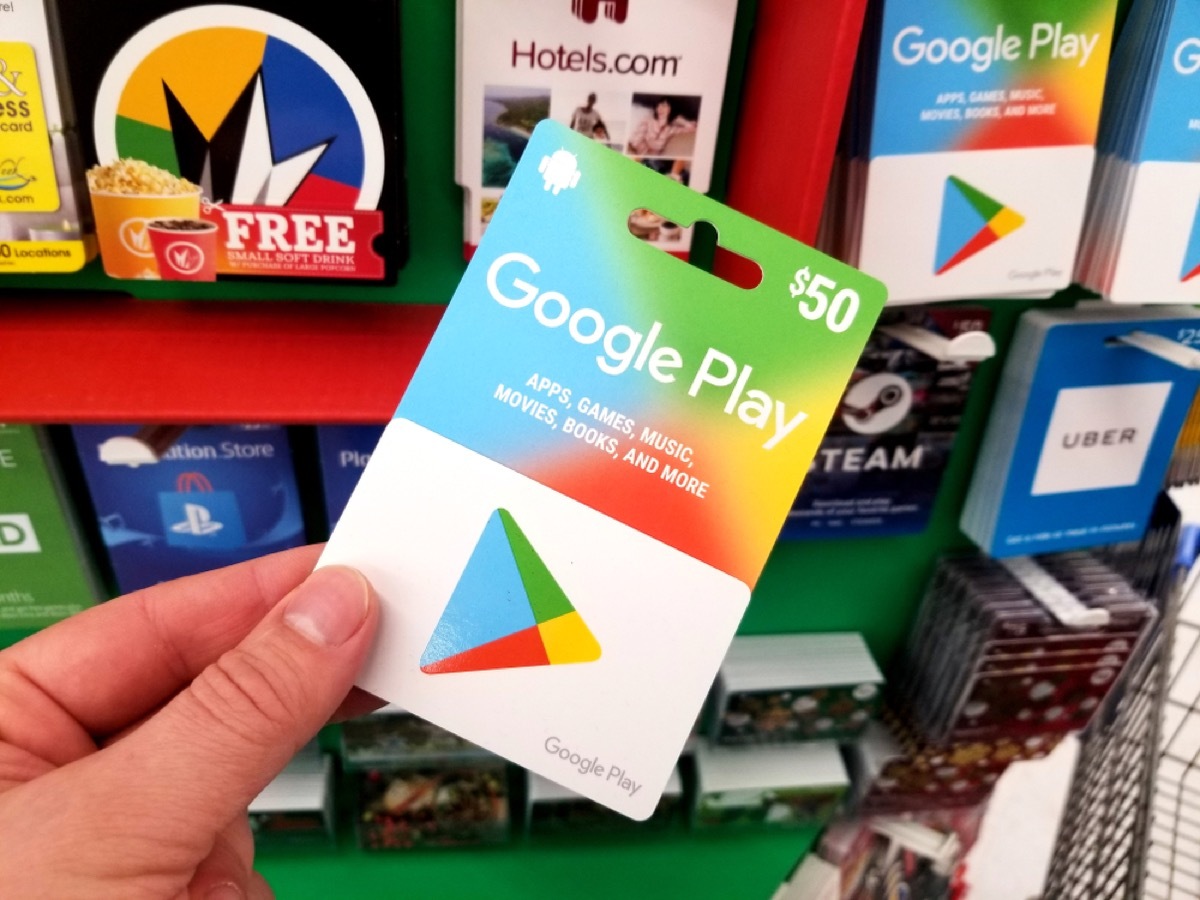 google play gift card and other gift cards at walmart