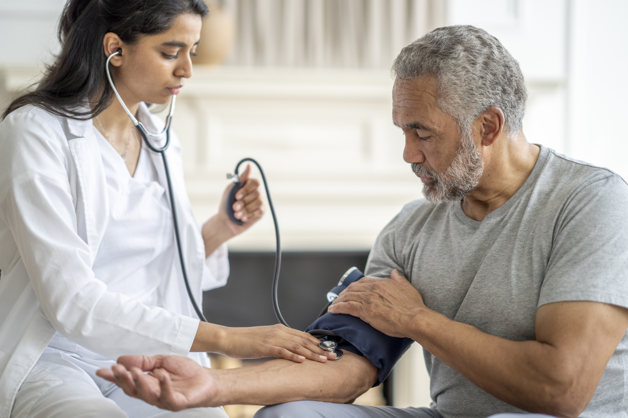 Man getting his blood pressure taken.