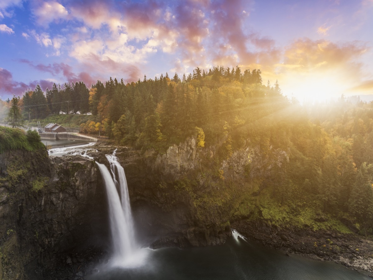 Snoqualmie Falls in fall, WA, USA.