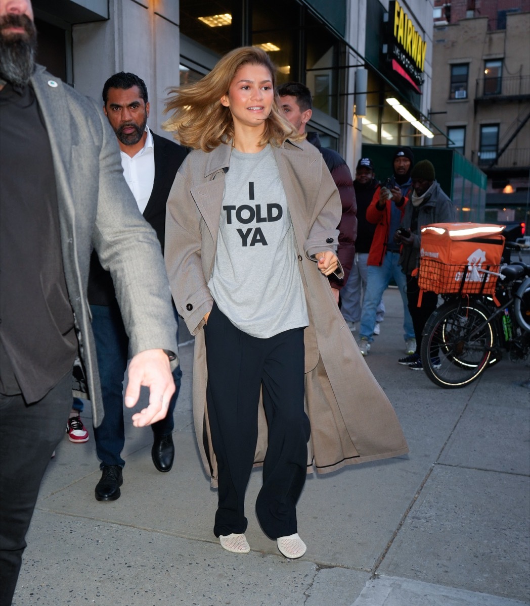 zendaya in nyc wearing i told ya t-shirt