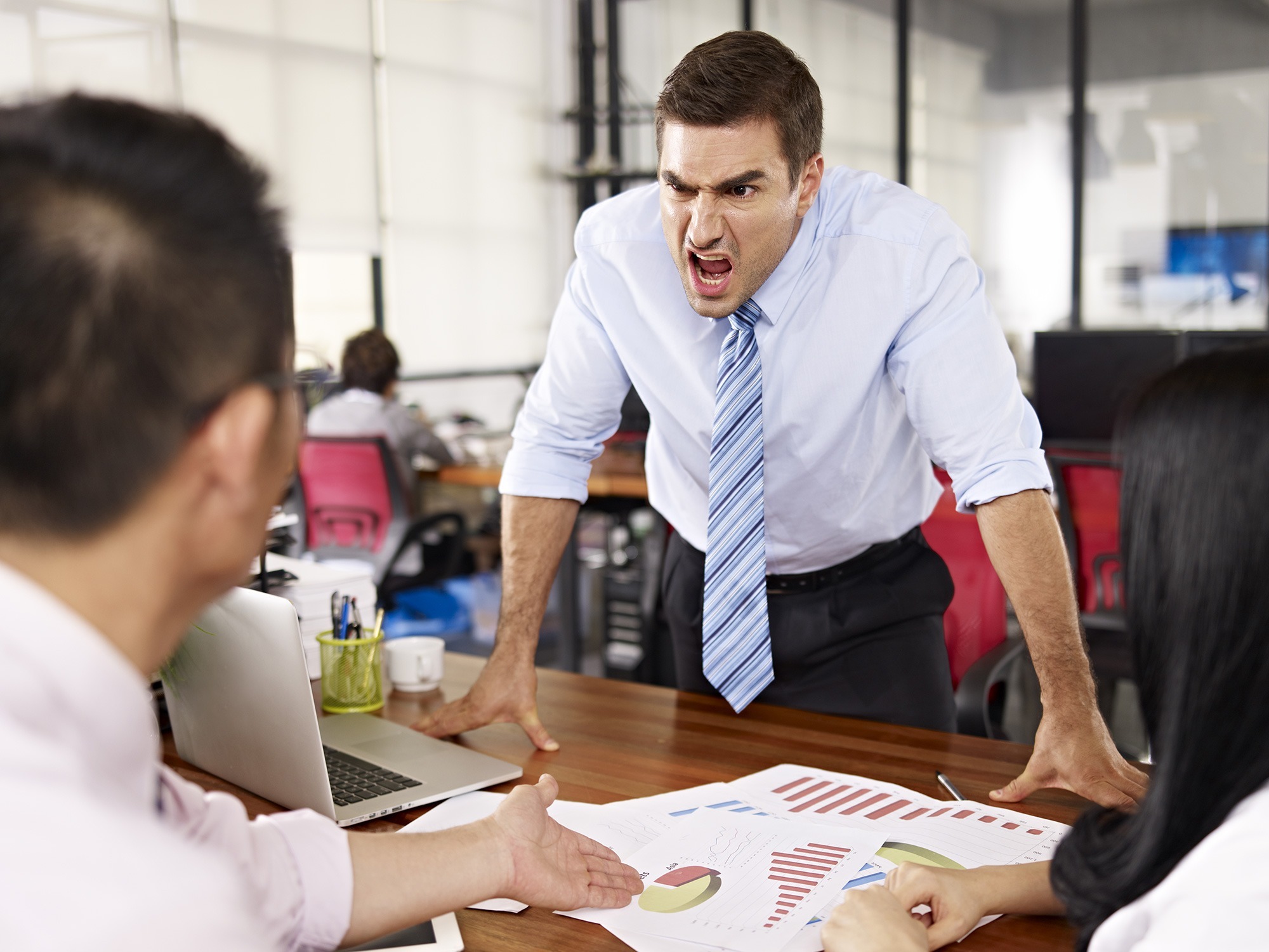 Angry Man Yelling at Work Over 40