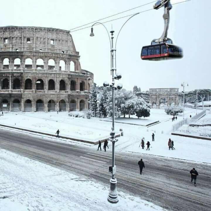 coliseum in the snow