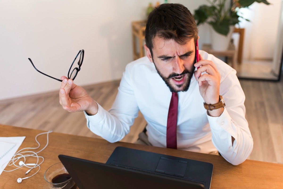 person yelling over the phone at someone, telemarketer secrets