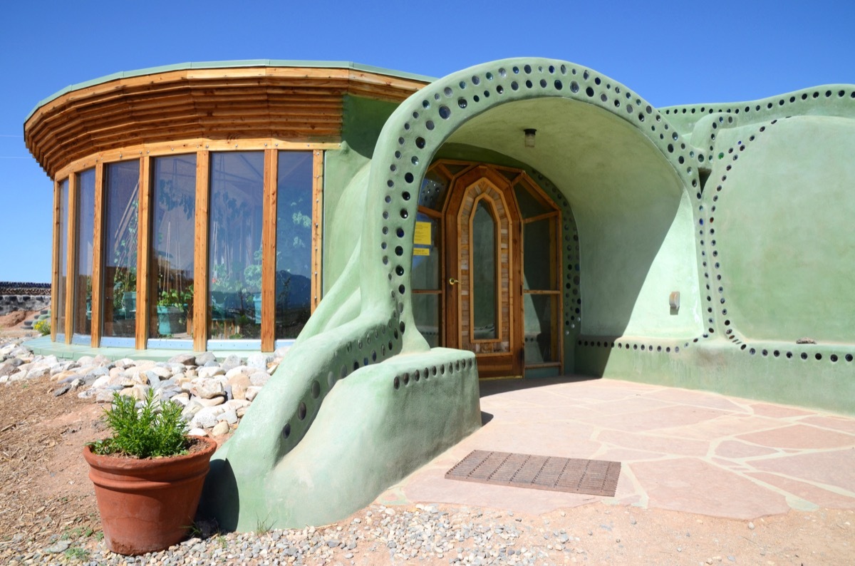 adobe and upcycled glass home