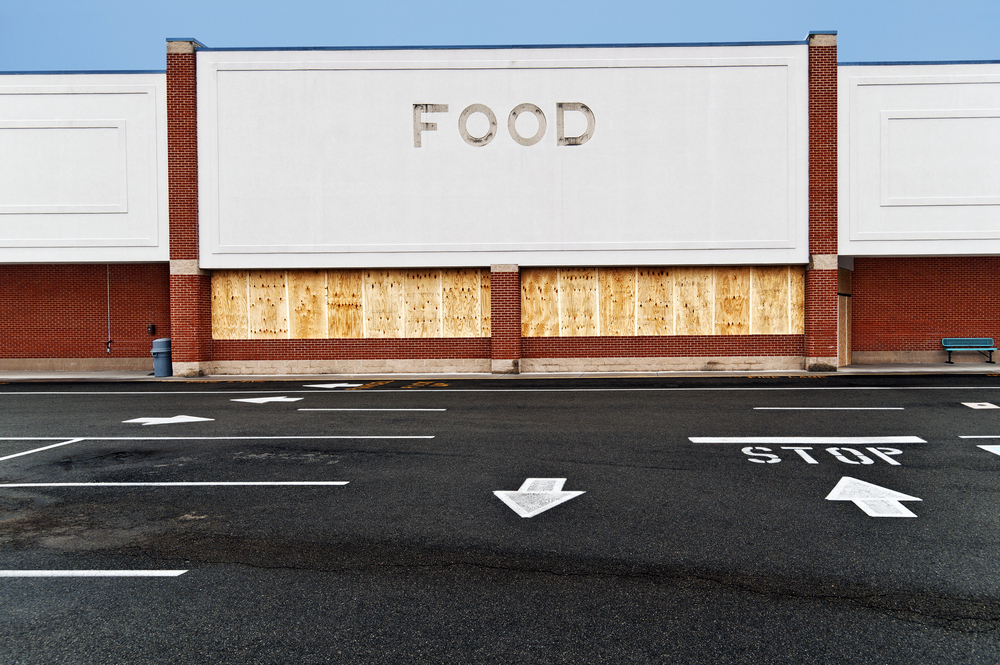 A closed grocery store that has gone out of business