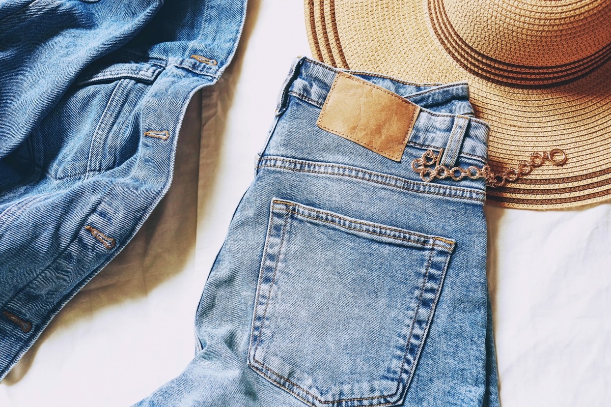 denim on denim shorts and jean jacket