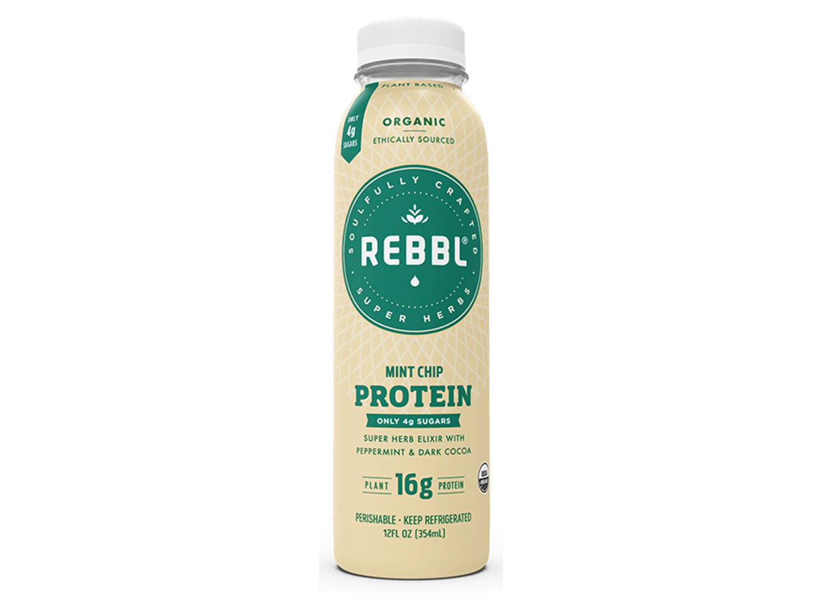 rebbl ultra low sugar mint chip protein bottle