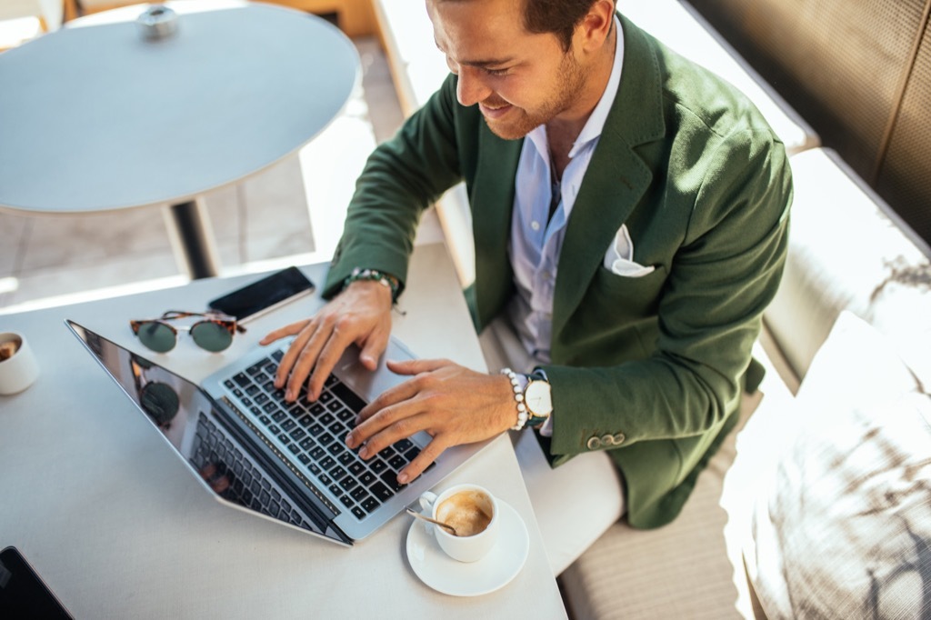 italian dressed man on computer