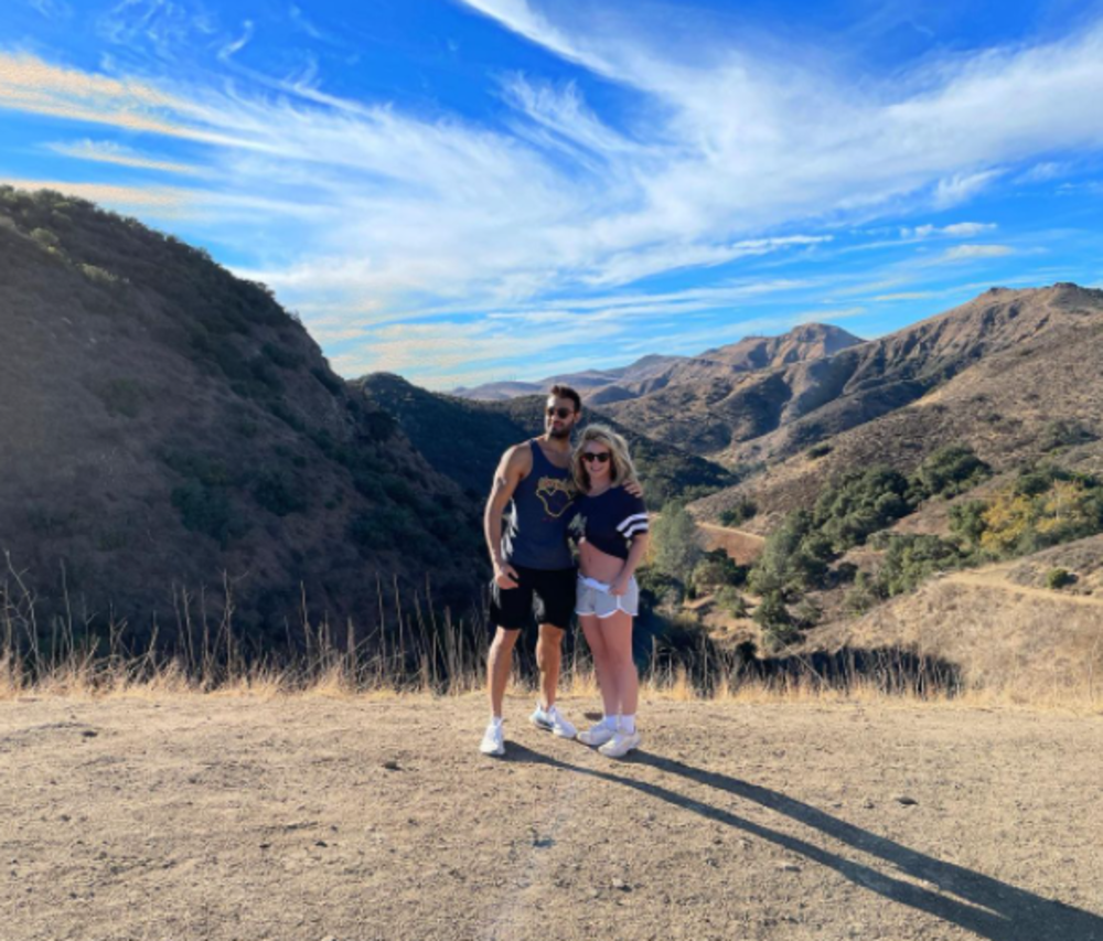 Britney Spears and Sam Asghari hiking.