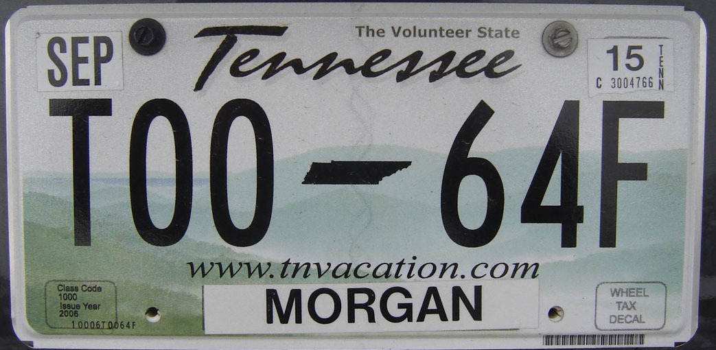 tennessee license plate