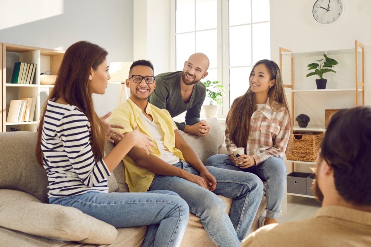 Small Group of Friends Having a House Party