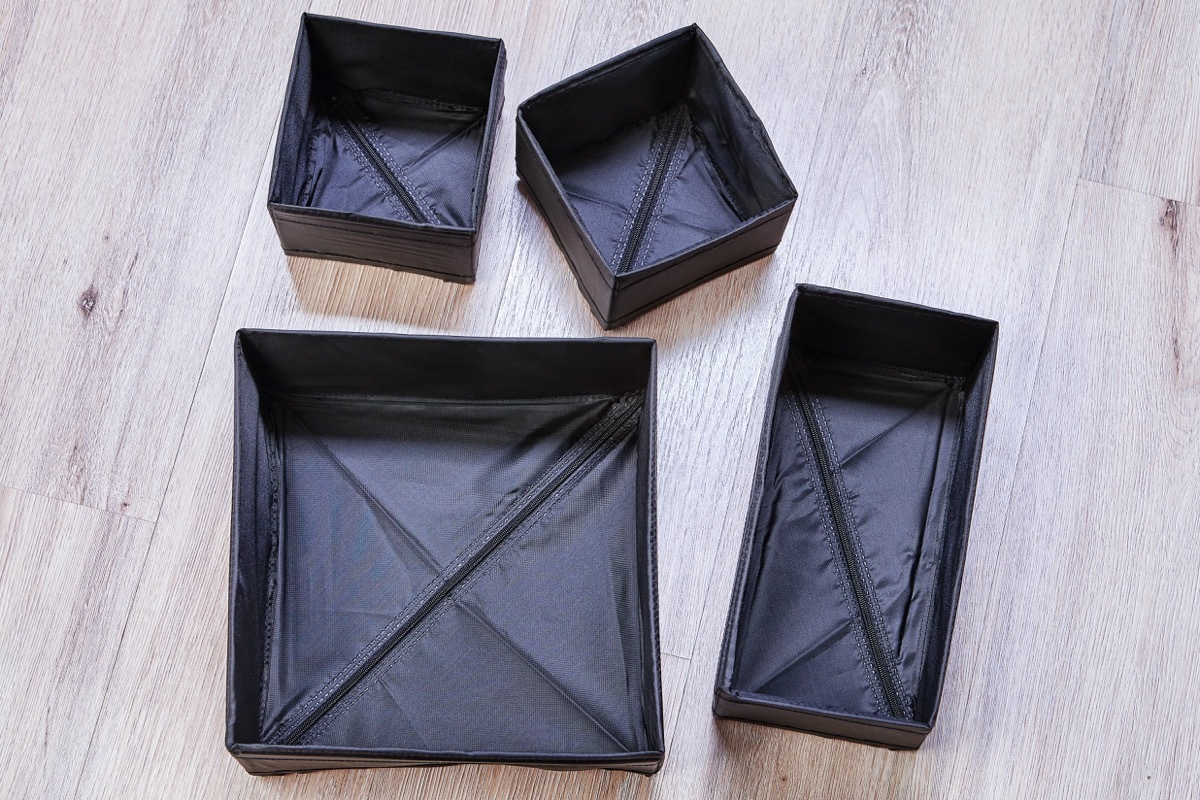 folding black storage boxes