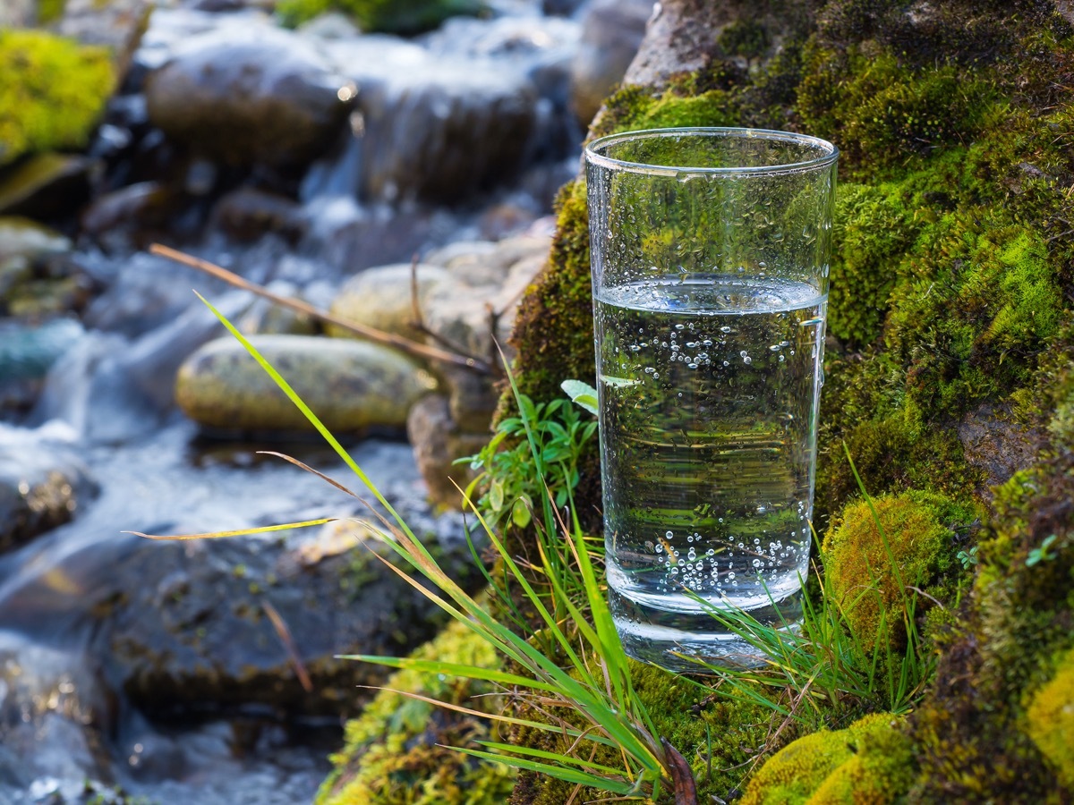 Natural water in a glass