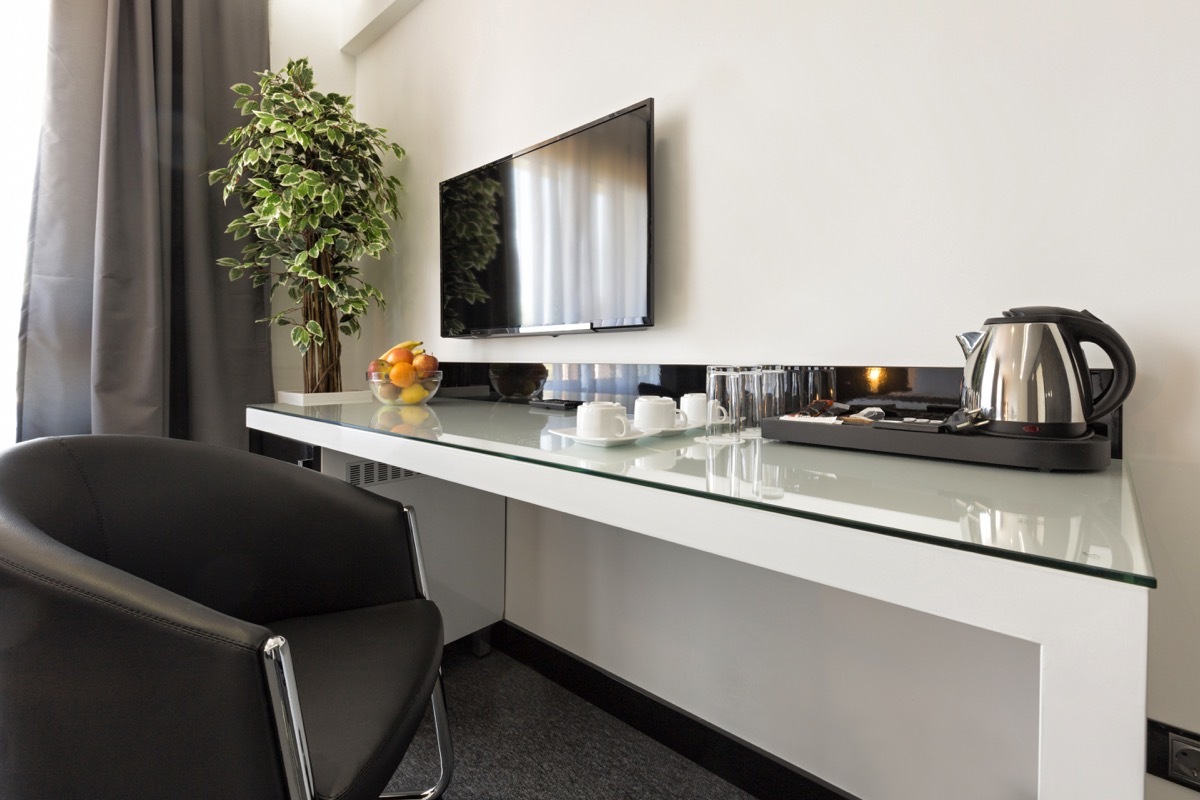 modern desk in hotel room