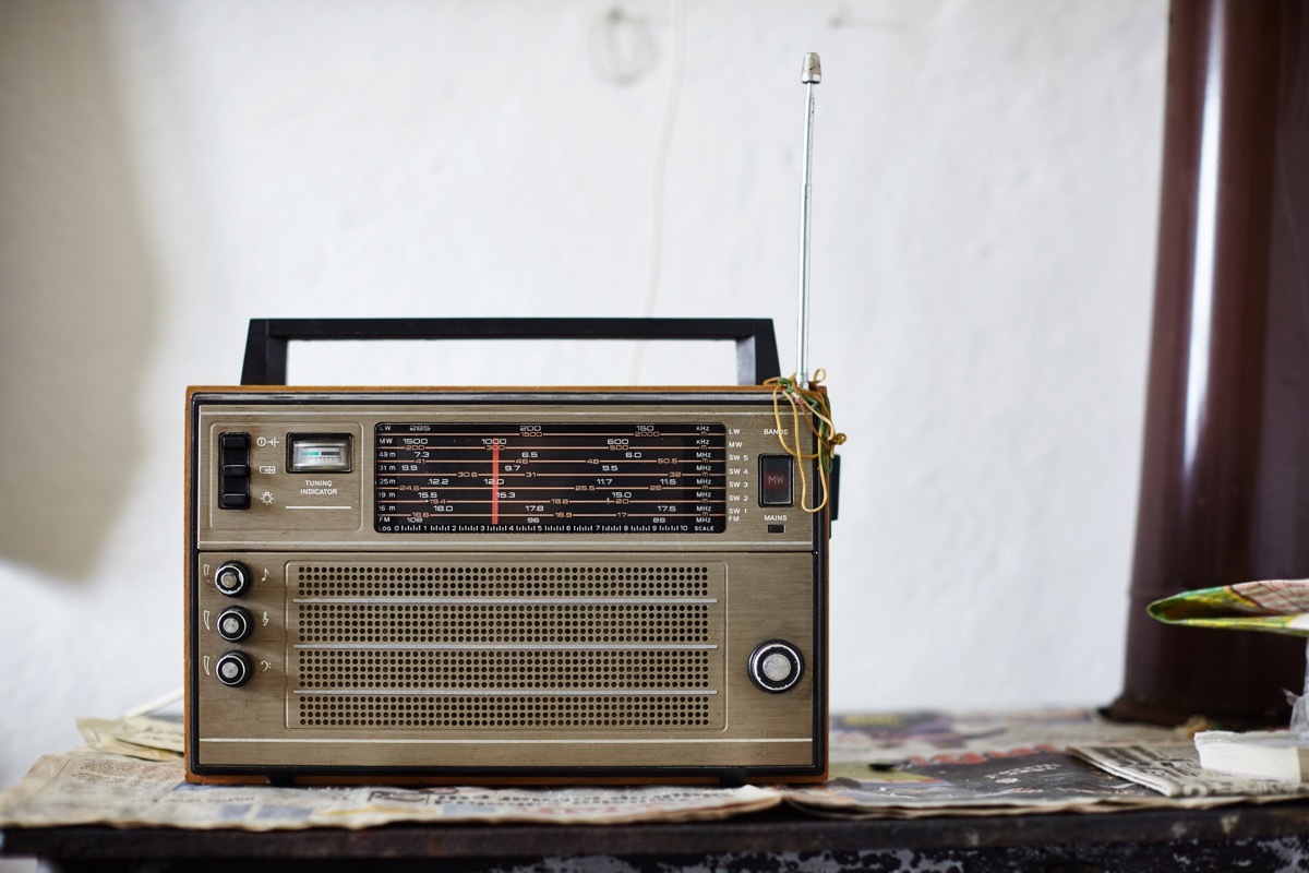 retro style radio on an old table