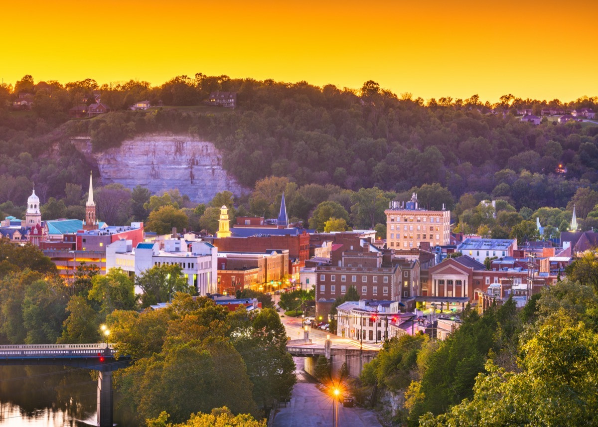 cityscape photo of Frankfort, Kentucky at dusk