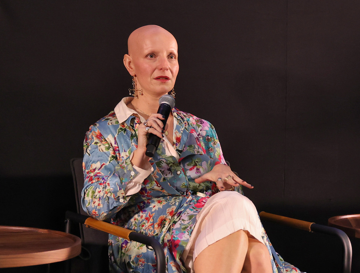 Rachel Fleit speaking at a screening of 