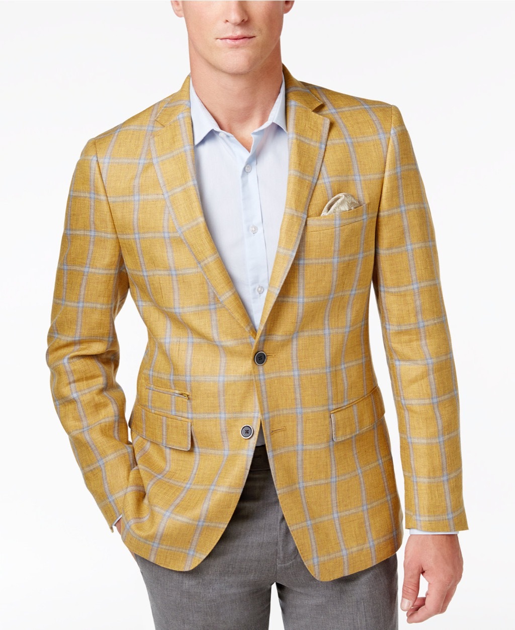 tallia orange yellow windowpane sport coat