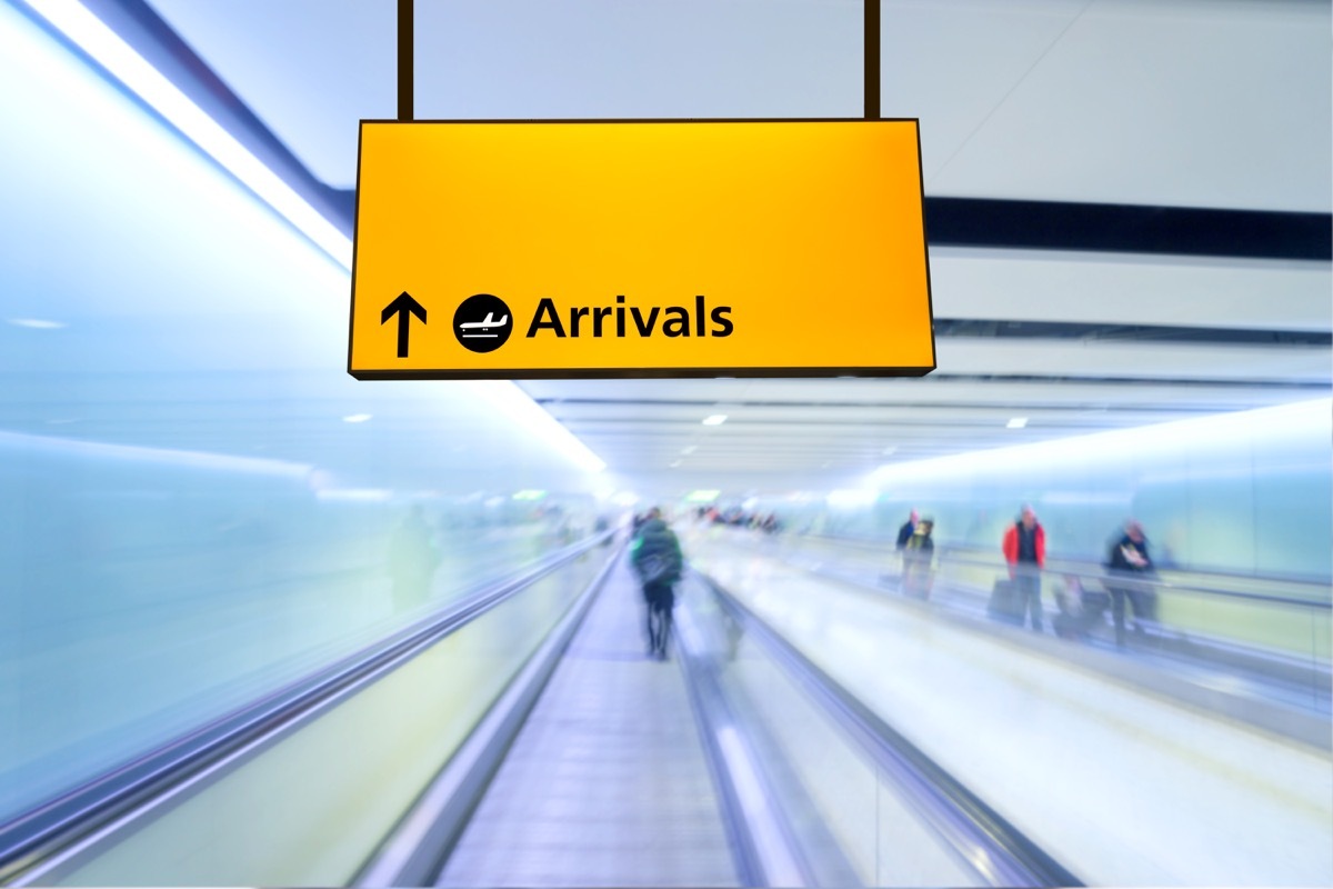 arrival sign on airport