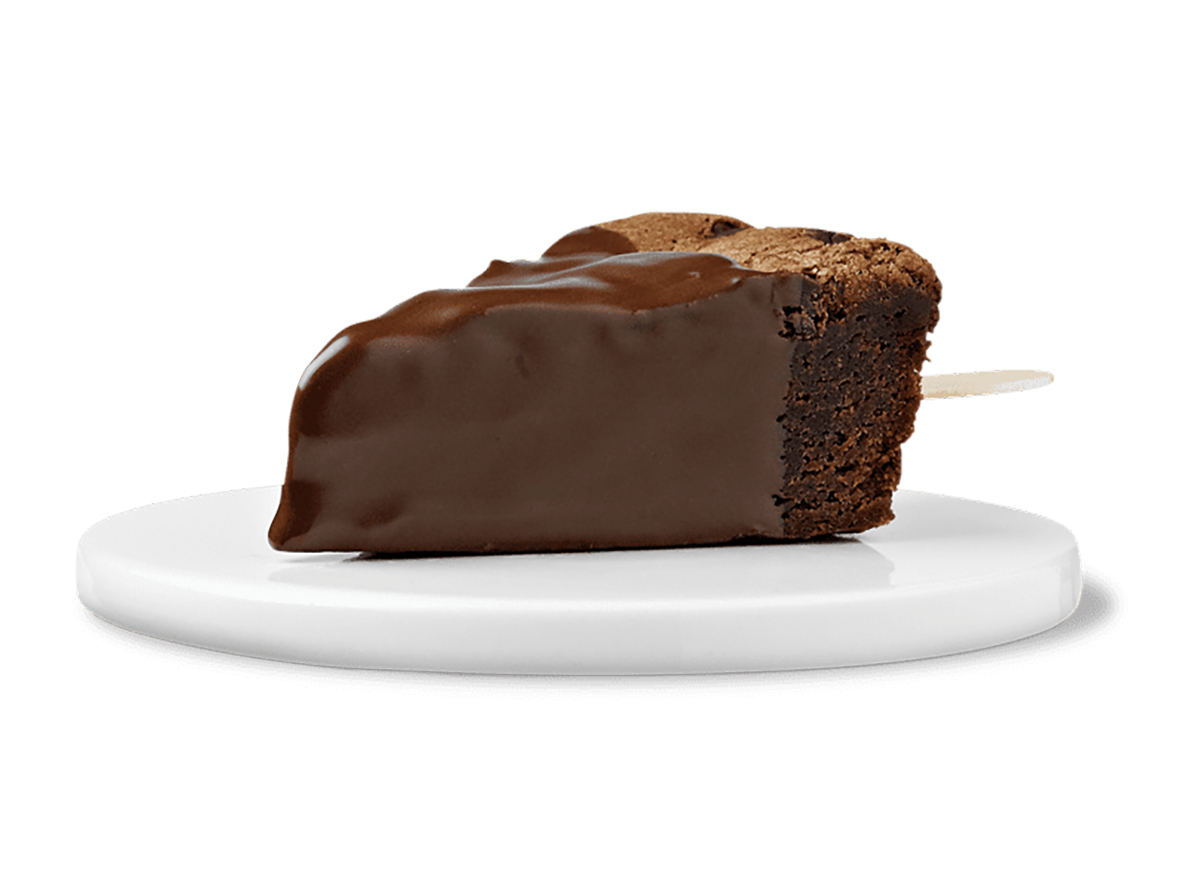 white castle fudge dipped brownie on a stick