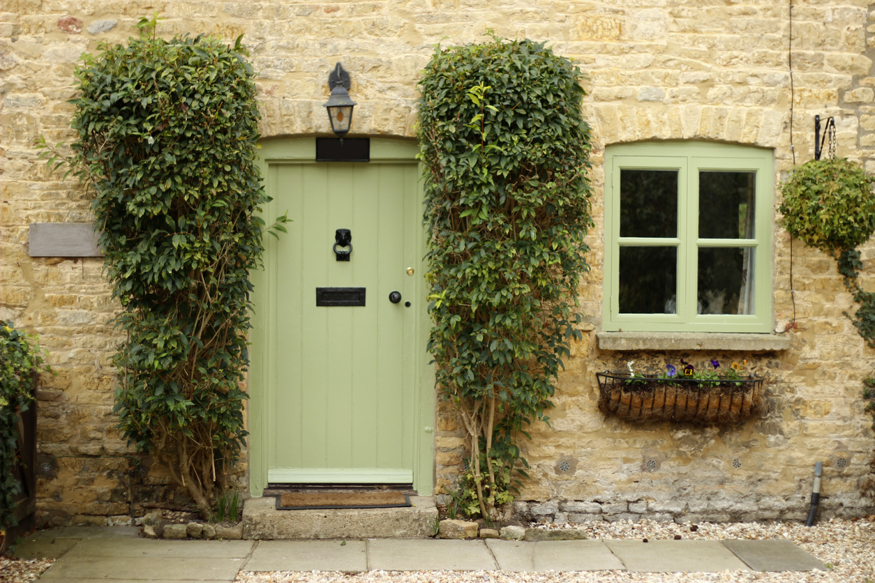 light green front door