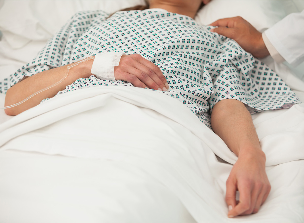 sick lady lying in hospital