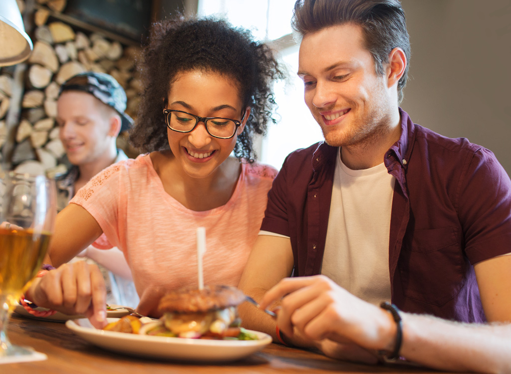 Couple sharing dinner