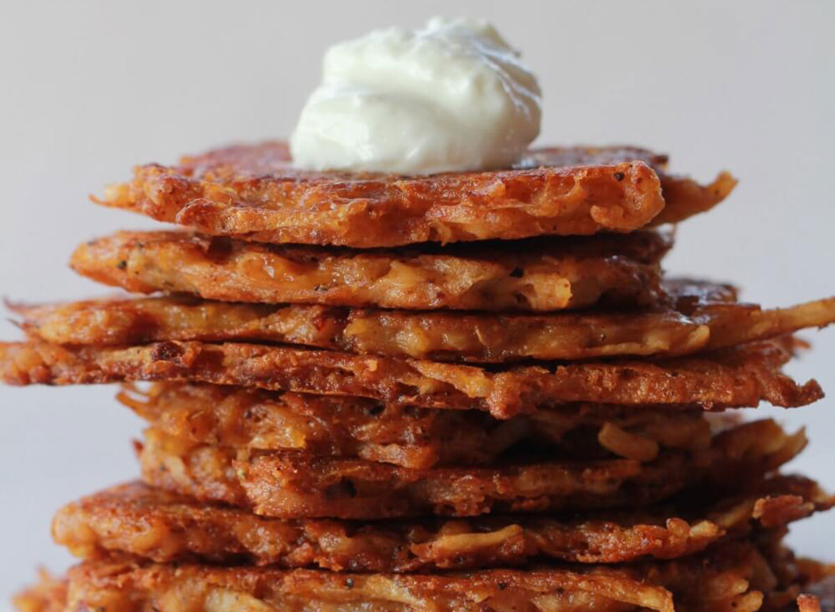 chipotle cheddar potato latkes