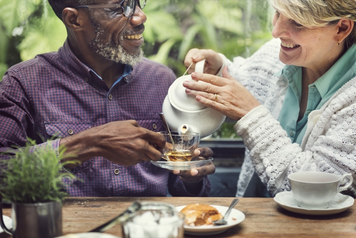 Older Adult Friends at a Cafe Drinking Green Tea Lower Blood Pressure Naturally