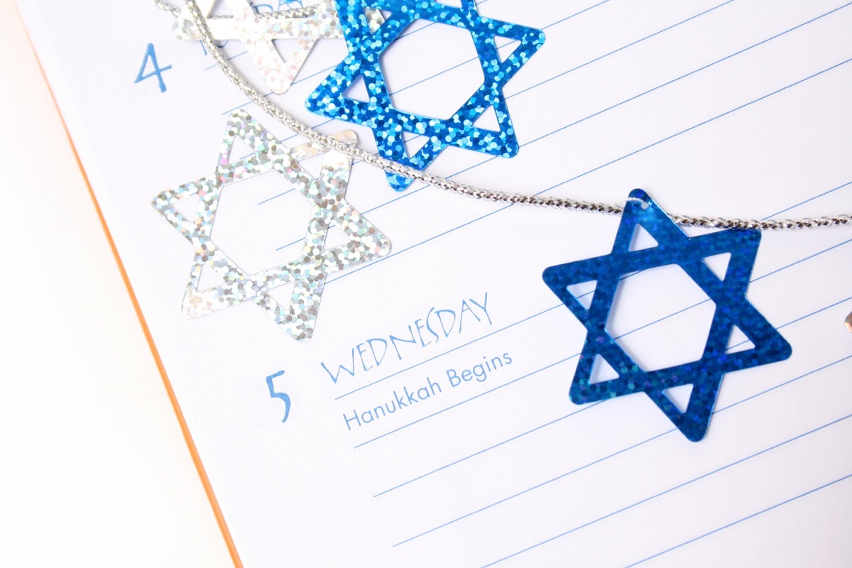 hanukkah on date in planner