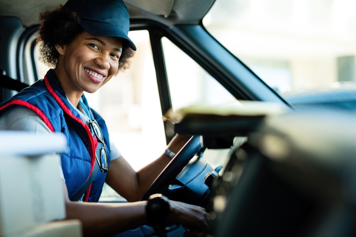 Mailwoman in truck