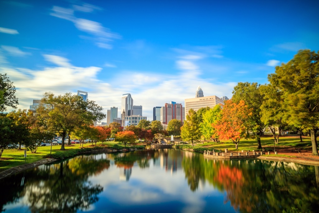 charlotte north carolina city park and skyline