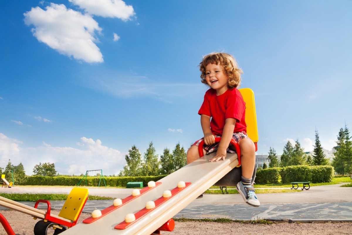 kids playing on seesaw at park, bad parenting advice