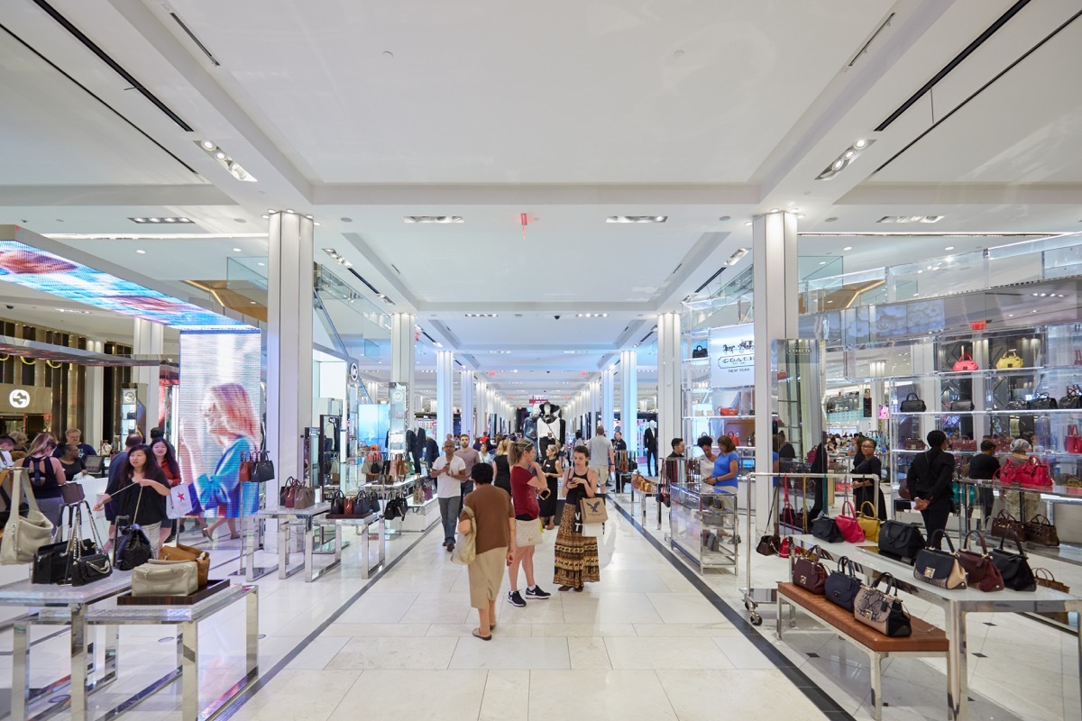 Macy's department store interior, bags and accessories area on September 10, 2016 in New York. Macy is the largest U.S. department store company.