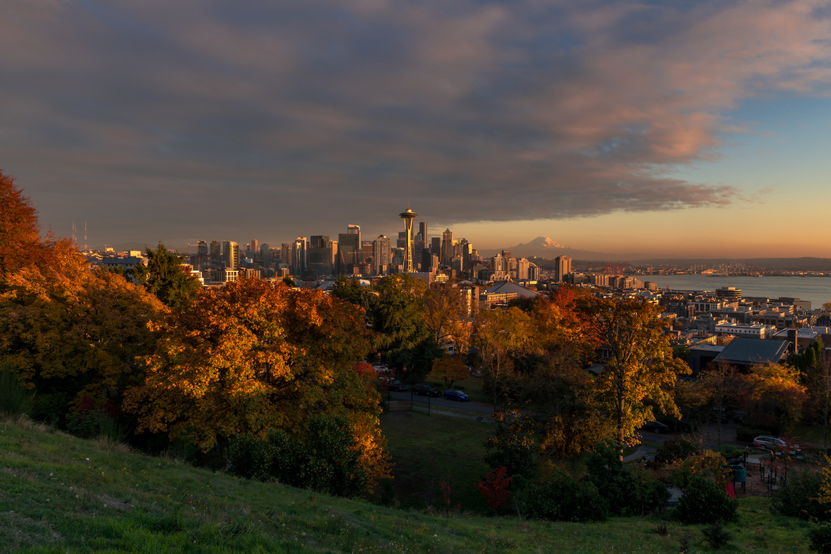 The Autumn Seattle Skyline Sunset.