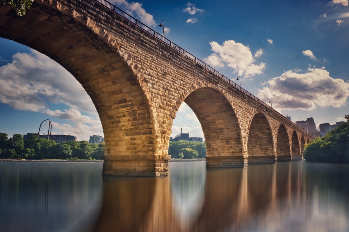 bridge over the Mississippi River in Minneapolis, Minnesota in the afternoon