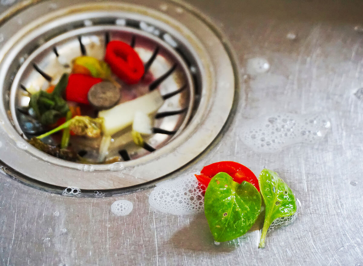 pieces of food in sink