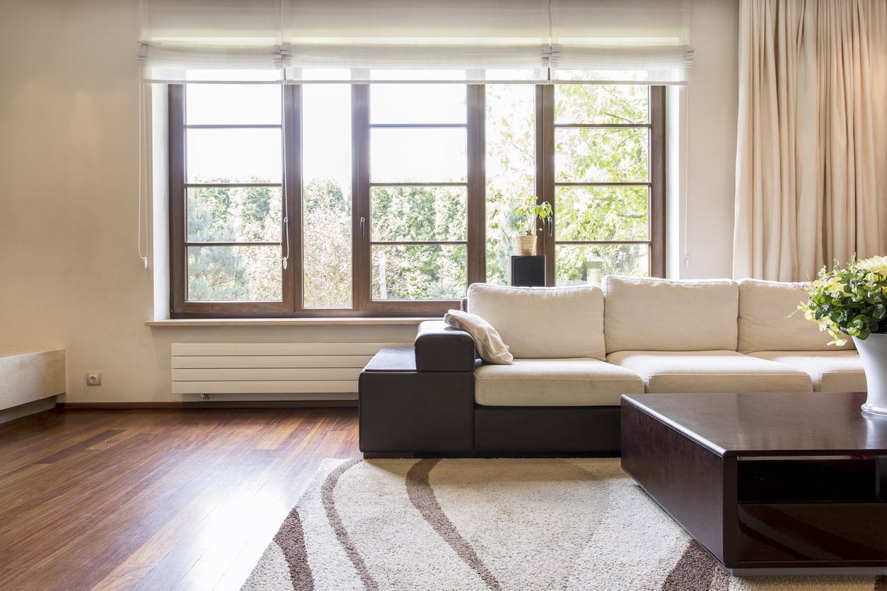 Cozy cream living room in new apartment