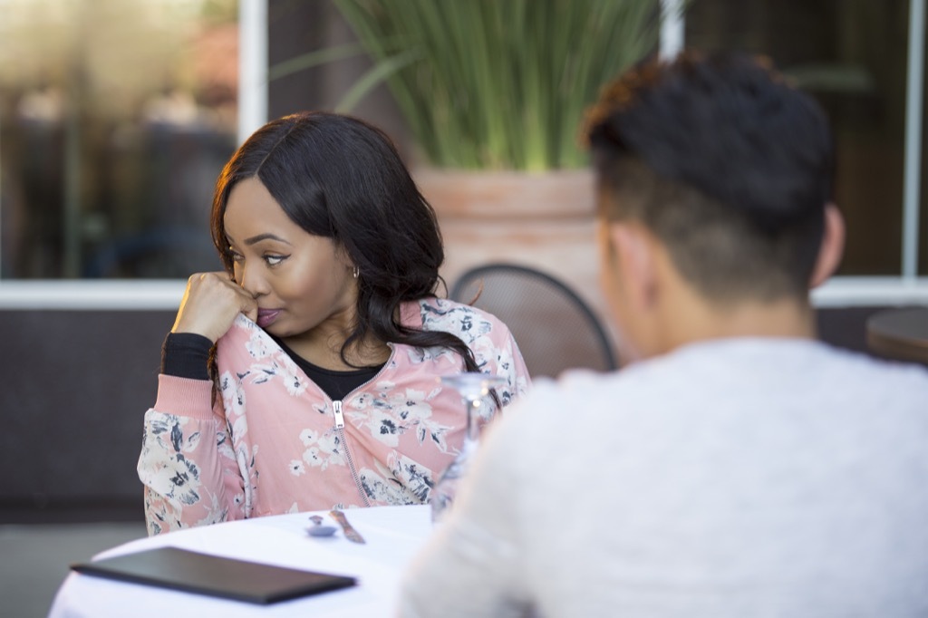 woman angry on a date