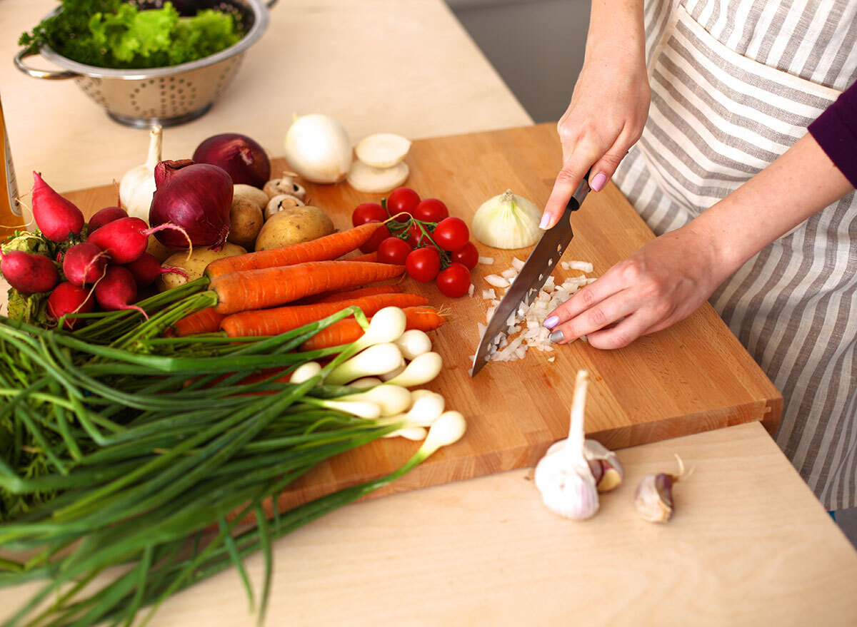 chopping vegetables