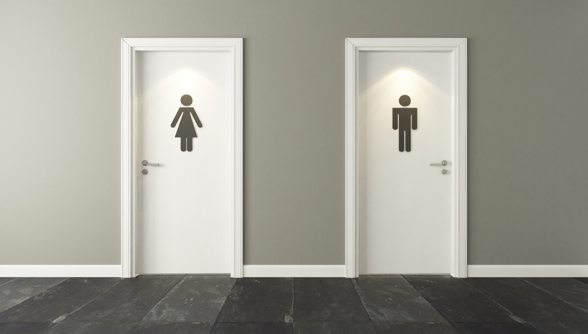 white restroom doors