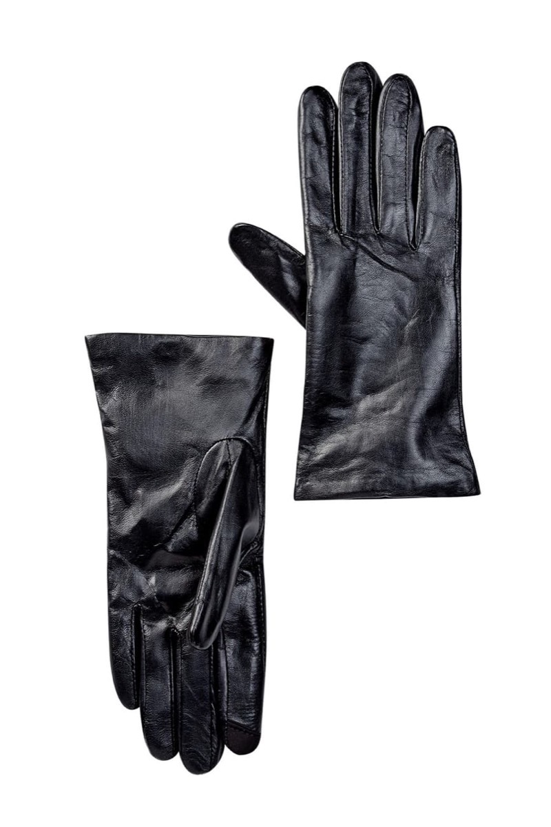 black leather gloves