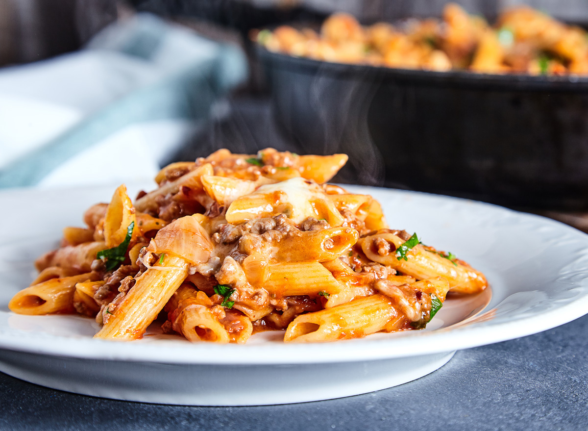 Red meat sauce beef penne pasta