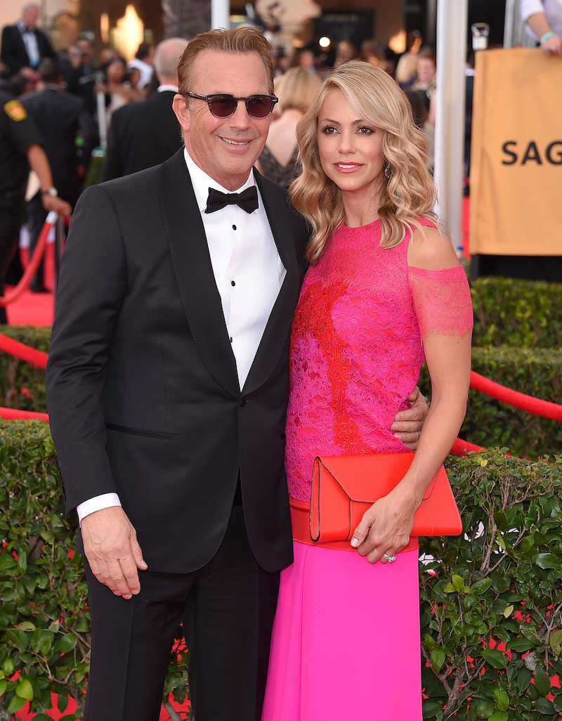 Kevin Costner and Christine Baumgartner at the 2015 Screen Actors Guild Awards